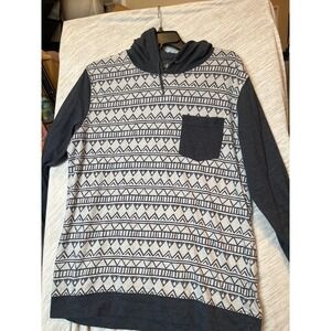 Volcom Geometric Print Hoodie Long Sleeve Pocket Casual Top Womens Medium